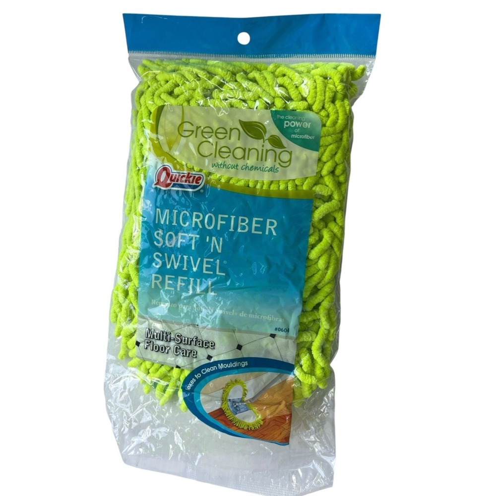 Quickie Swivel Soft Hardwood Dust Mop Refills #0604 Green Microfiber Green NEW